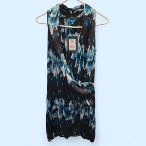 Derek Lam Blue and Black Patterned Blouse
